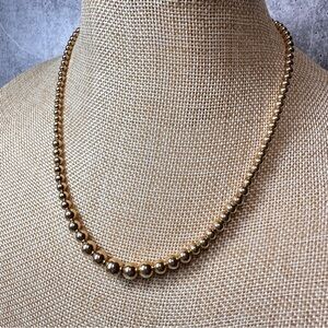 14K Gold Graduated Hollow Bead Necklace on 14K Chain 4 Grams